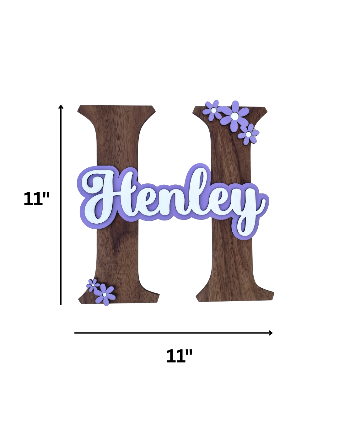 Name Sign, Custom Initial and First Name, Floral Kids Name Sign