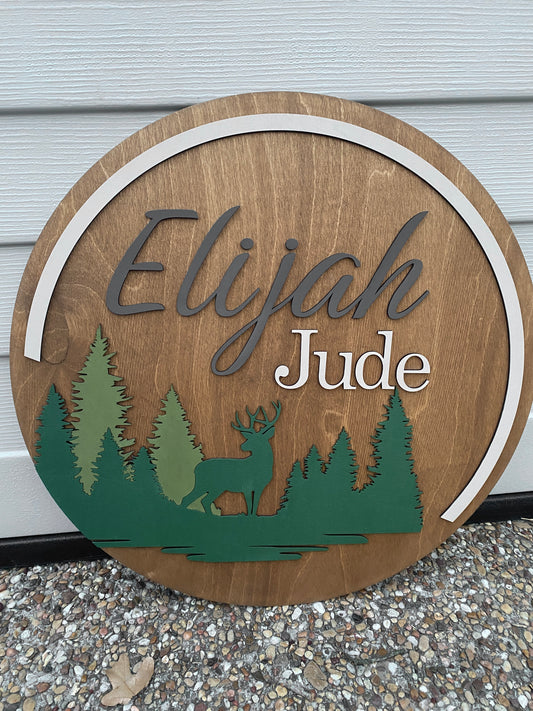 18” Personalized Kids Name Sign Woodland Theme
