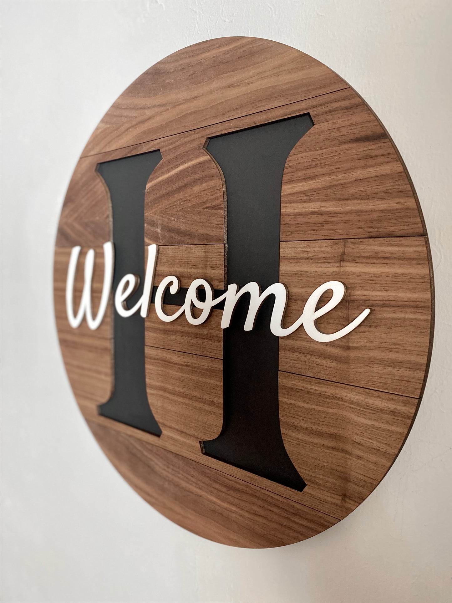 18” Handmade Wooden Welcome Sign Personalized Name Initial