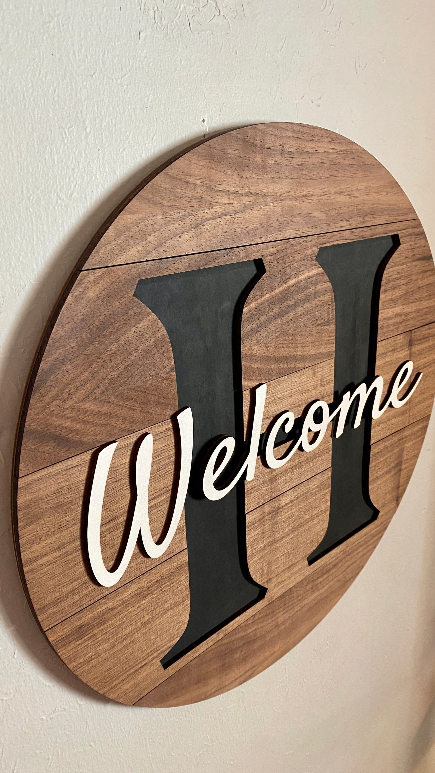 18” Handmade Wooden Welcome Sign Personalized Name Initial
