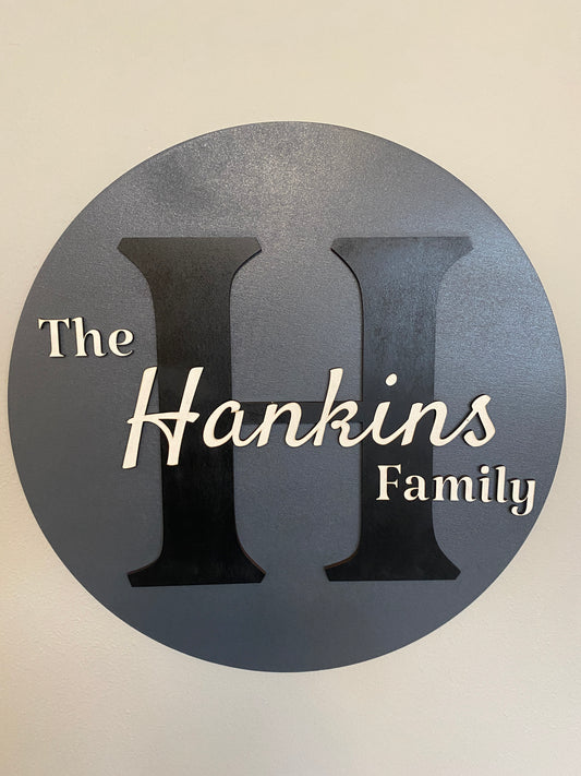 Family Name Sign Last Name Cut Out 18" Wood