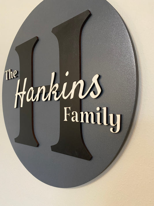 Family Name Sign Last Name Cut Out 18" Wood