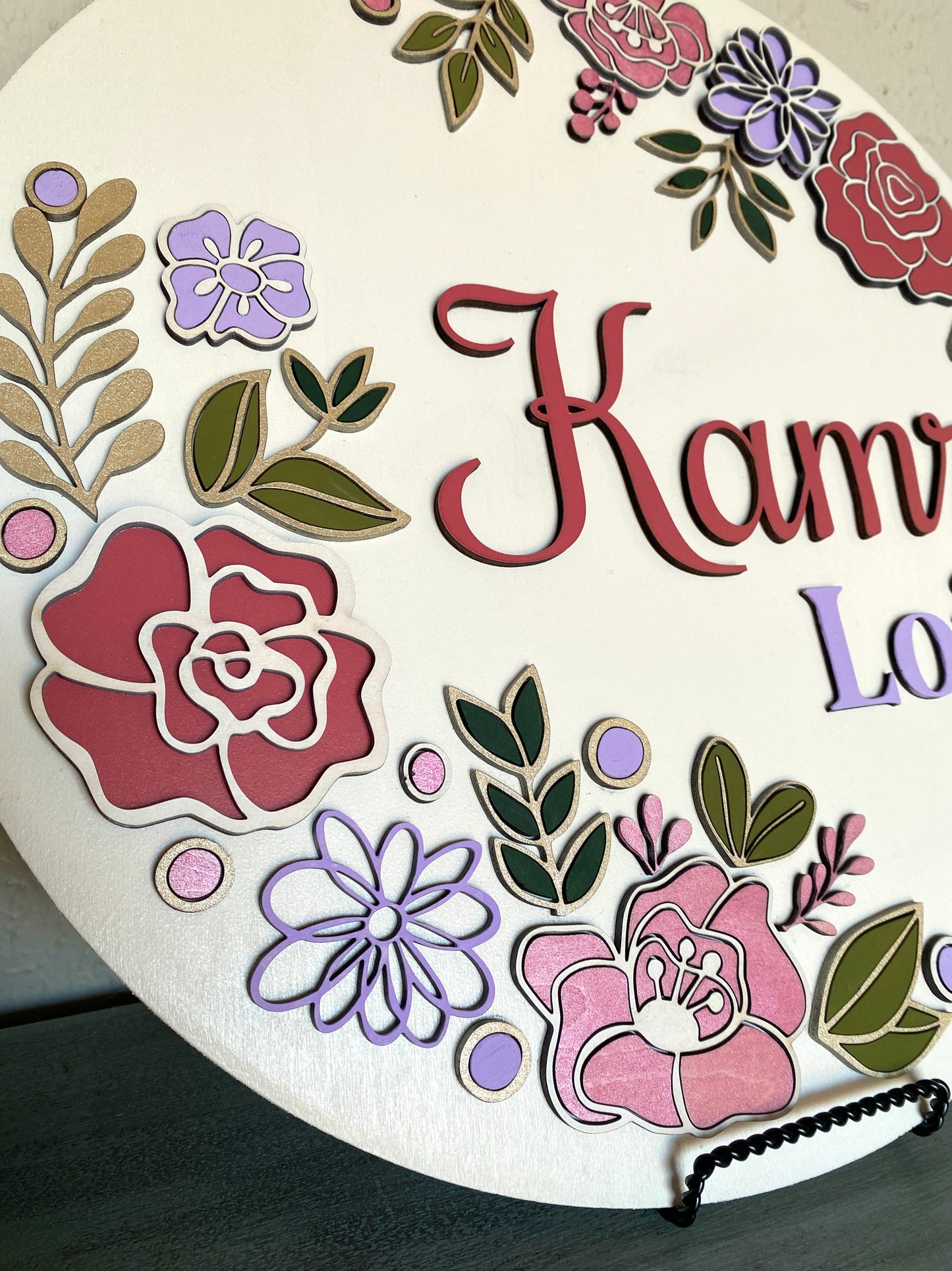 14” Girl’s Name Sign Personalized Floral Design