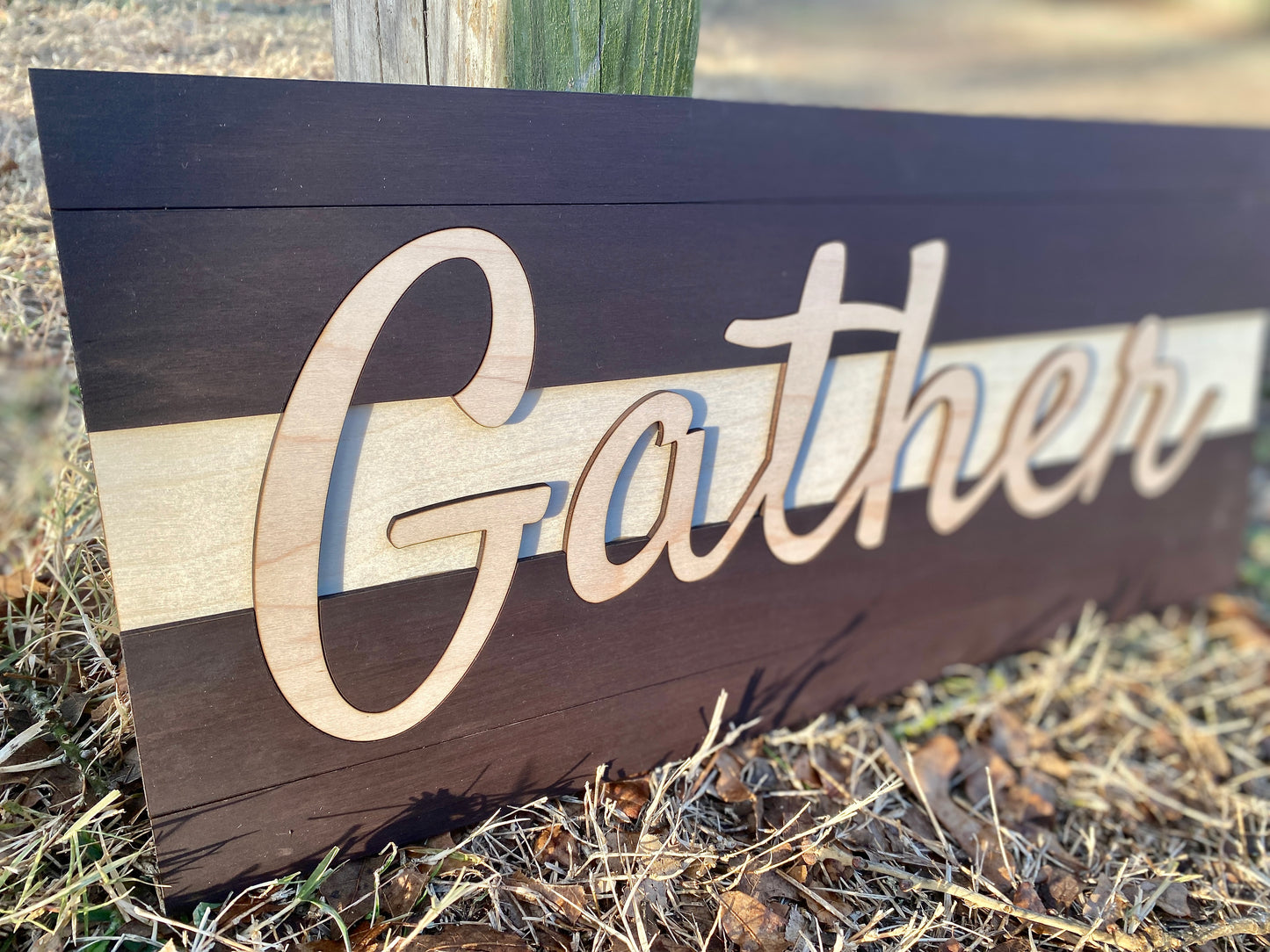 Gather Sign - Wooden Slats with Cutout Letters