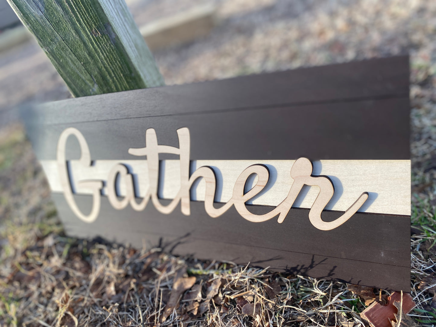 Gather Sign - Wooden Slats with Cutout Letters