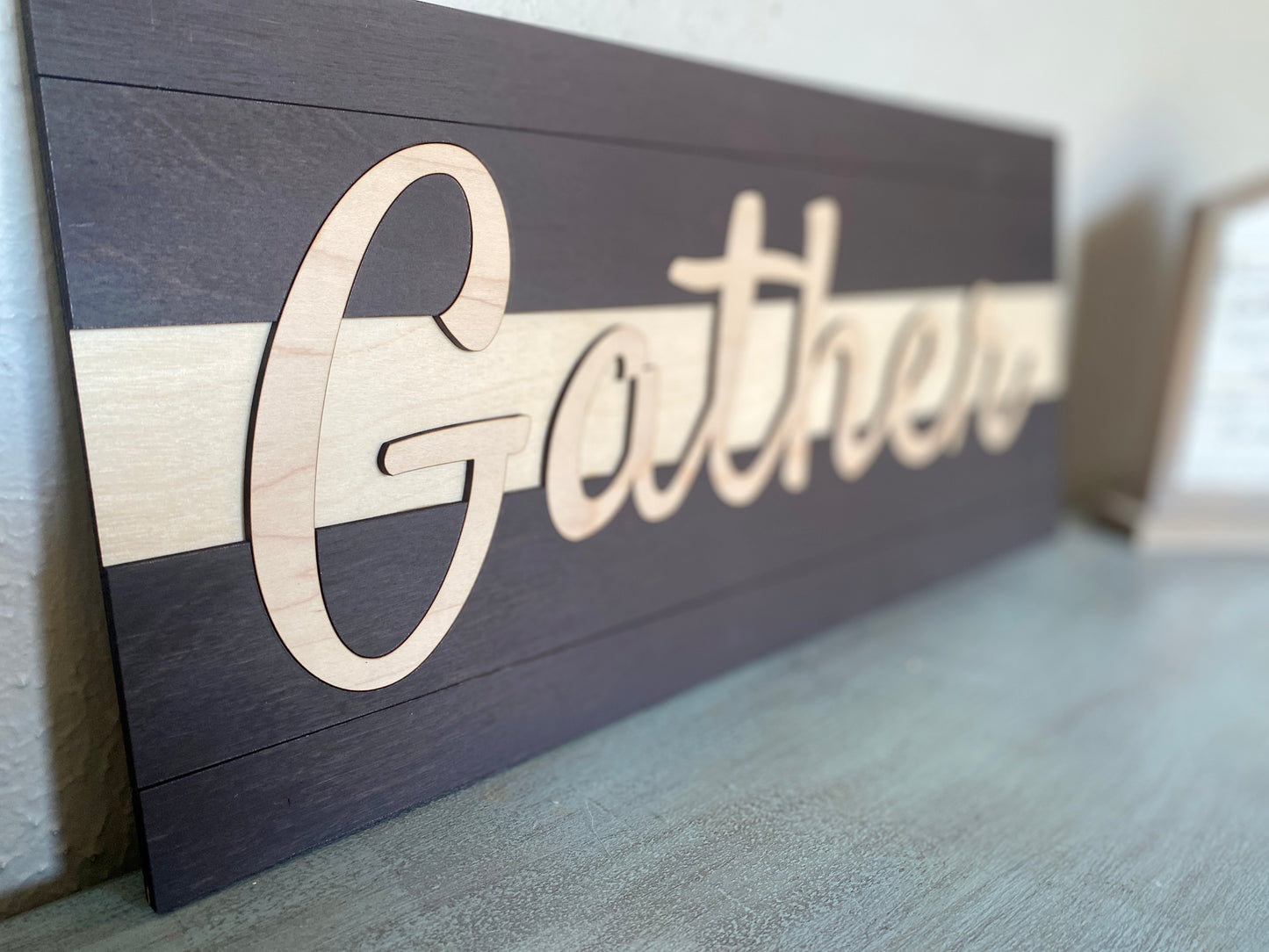 Gather Sign - Wooden Slats with Cutout Letters