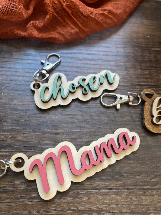 Personalized Wooden Name Keychain or Bag Tag