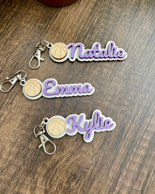 Custom Name Keychain for Athlete | Basketball | Volleyball | Cheer Bag Tag