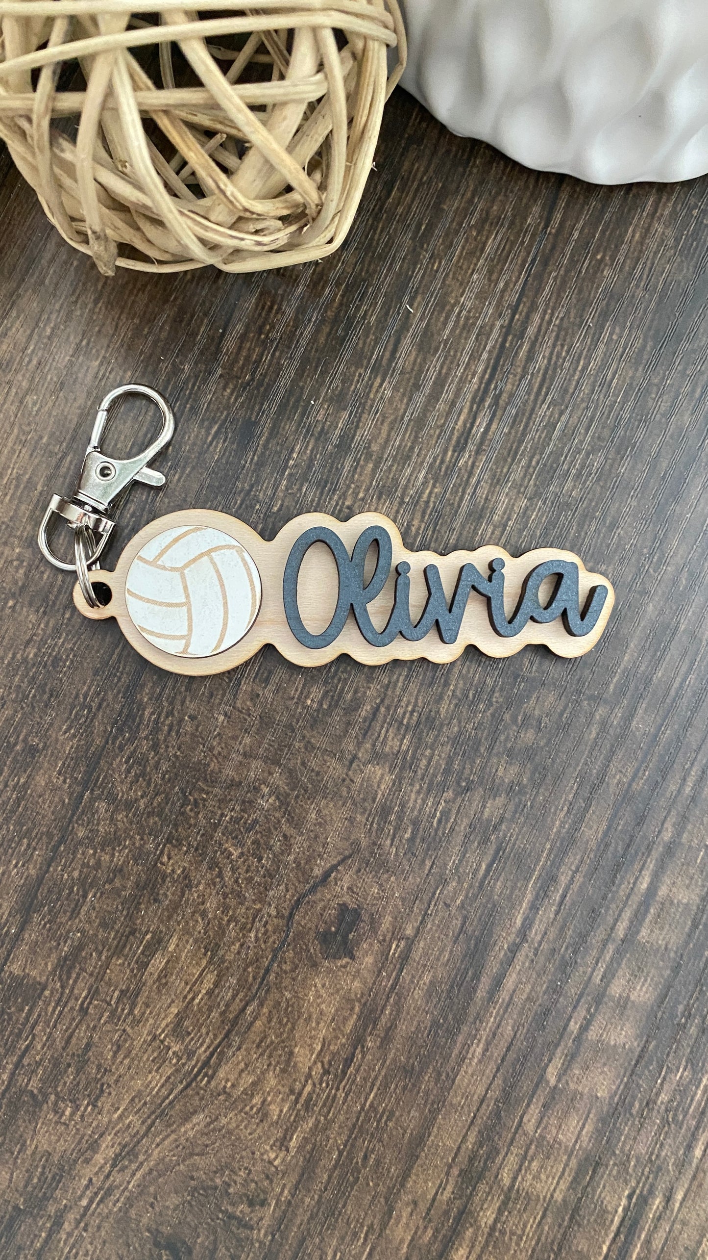 Custom Name Keychain for Athlete | Basketball | Volleyball | Cheer Bag Tag