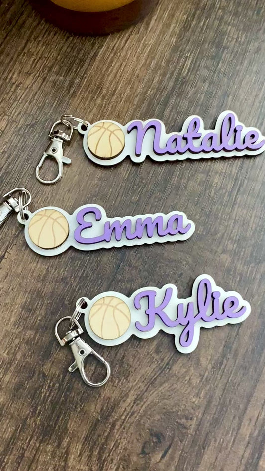 Custom Name Keychain for Athlete | Basketball | Volleyball | Cheer Bag Tag
